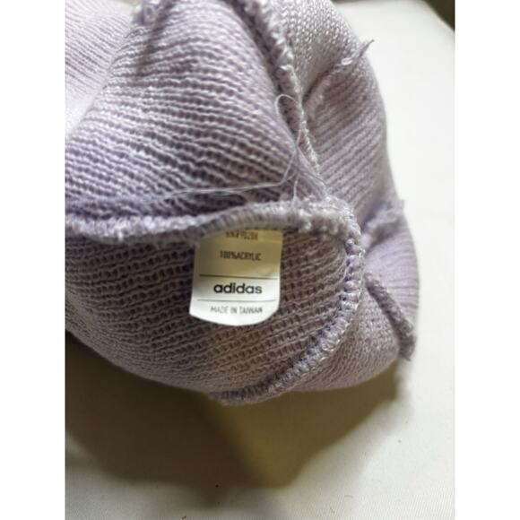 ADIDAS WOMENS LAVENDER Trefoil Logo Knit Cuffed Beanie Cap Hat NWT - Picture 5 of 5